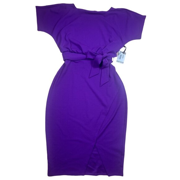 Blouson Split Wrap Dress Pink Size 4 - Picture 3 of 5